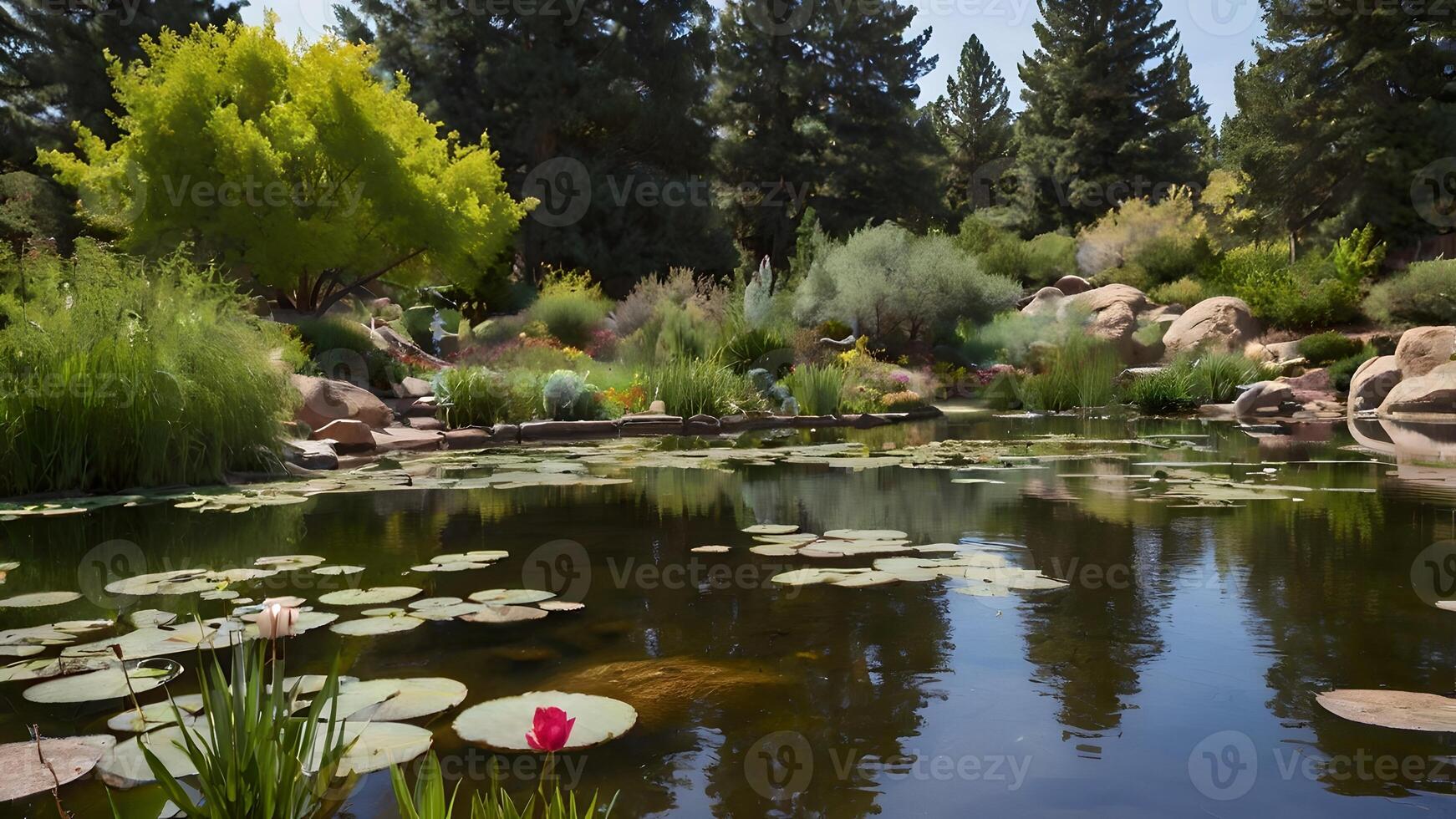Serene Pond and Lush Gardens in Denver Botanical Garden photo