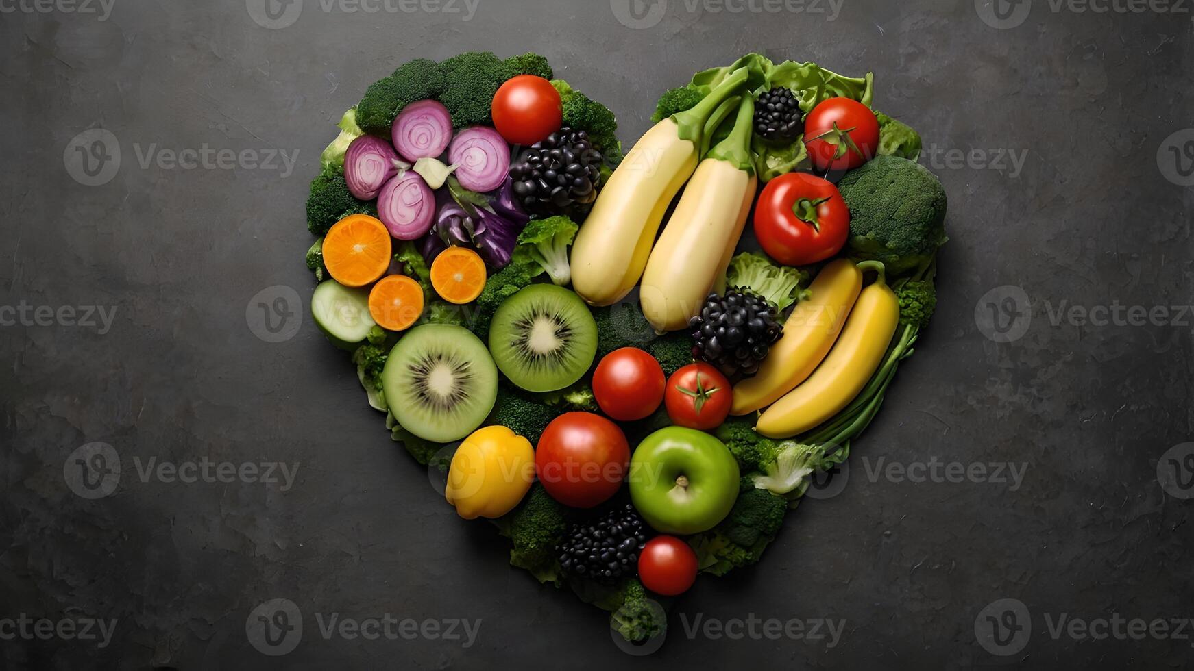 Healthy Heart Shaped Fruits and Vegetables photo