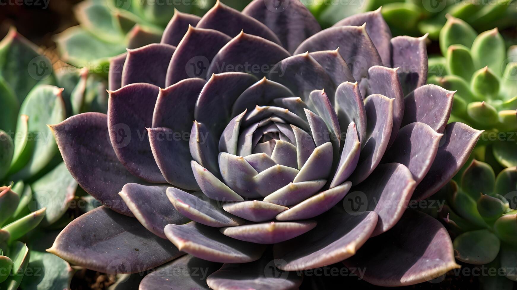 Stunning Purple Succulent in Vibrant Green Garden photo