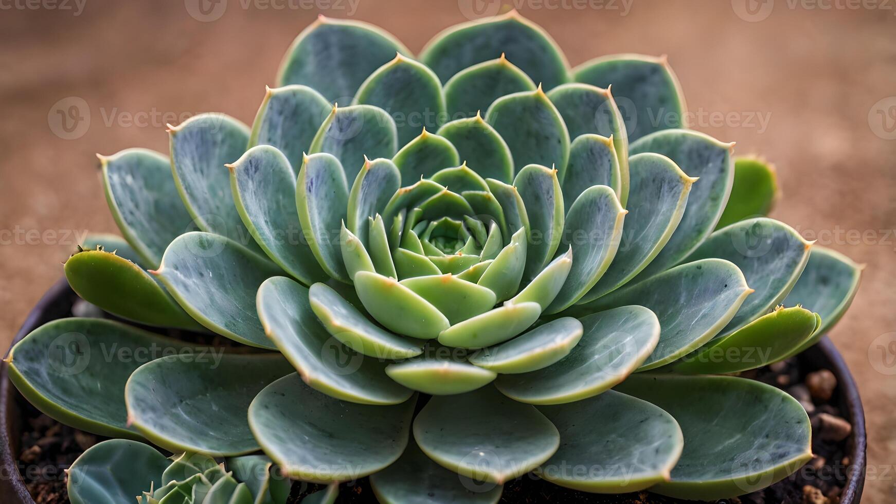Serene Echeveria Succulent in Rustic Pot photo