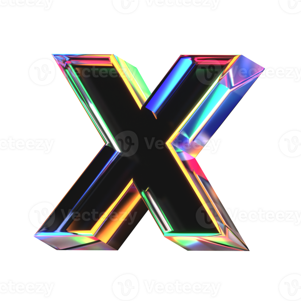 3D icon of a glass character lower case x png