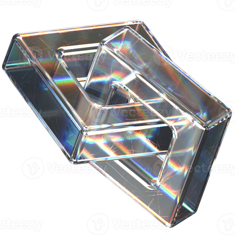 3D icon of a glass chain rectangle png