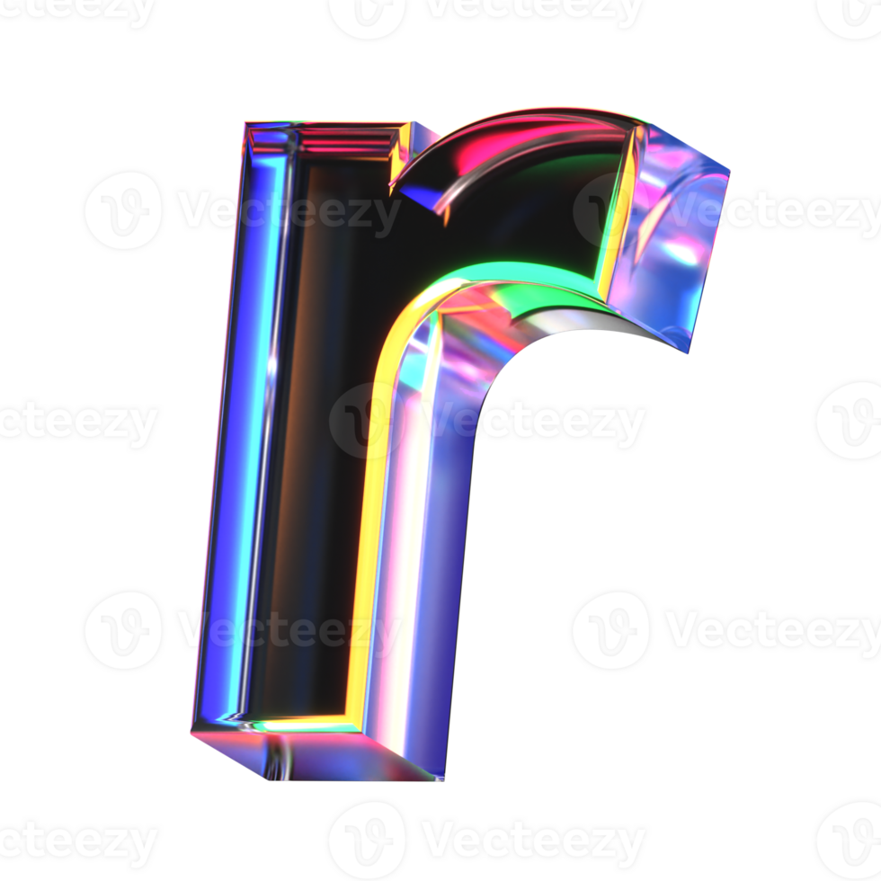 3D icon of a glass character lower case r png