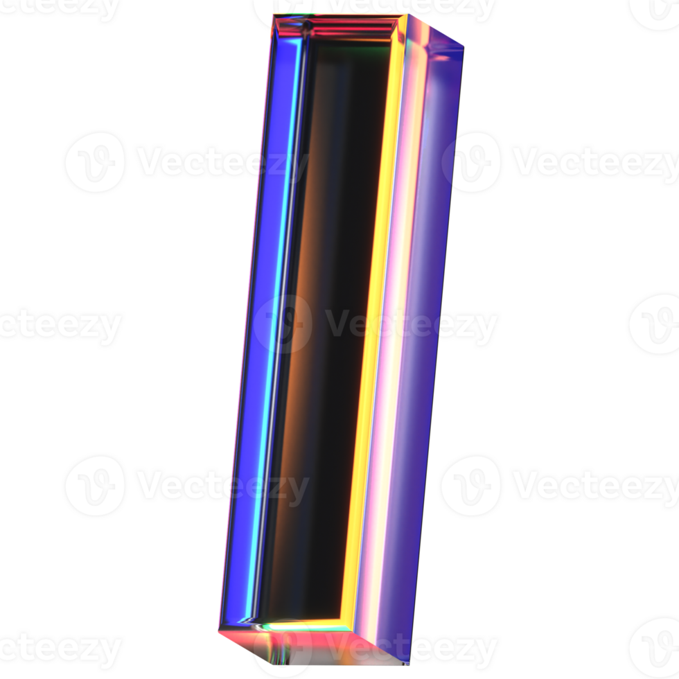 3D icon of a glass character lower case L png