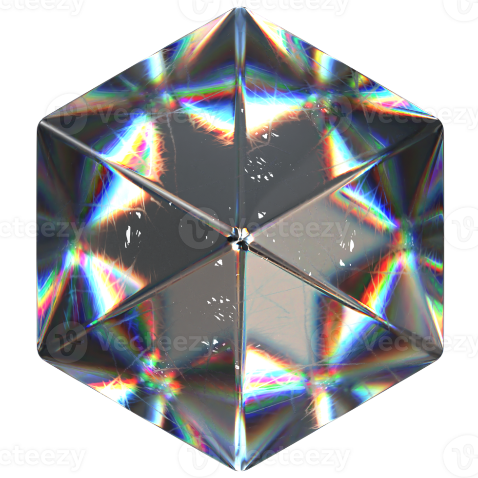3D icon of a glass hex cube png