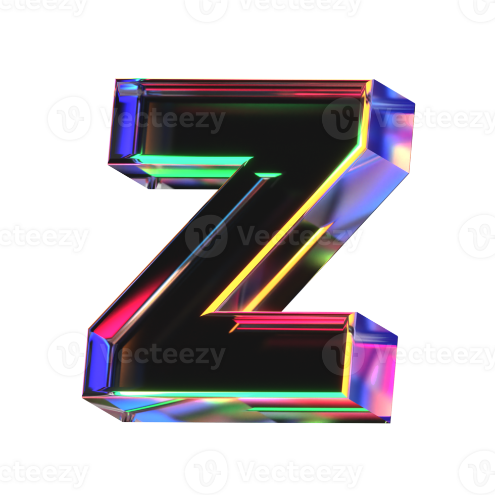 3D icon of a glass character lower case z png