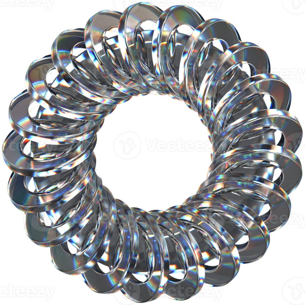 3D icon of a glass donut shaped sculpture spinning png