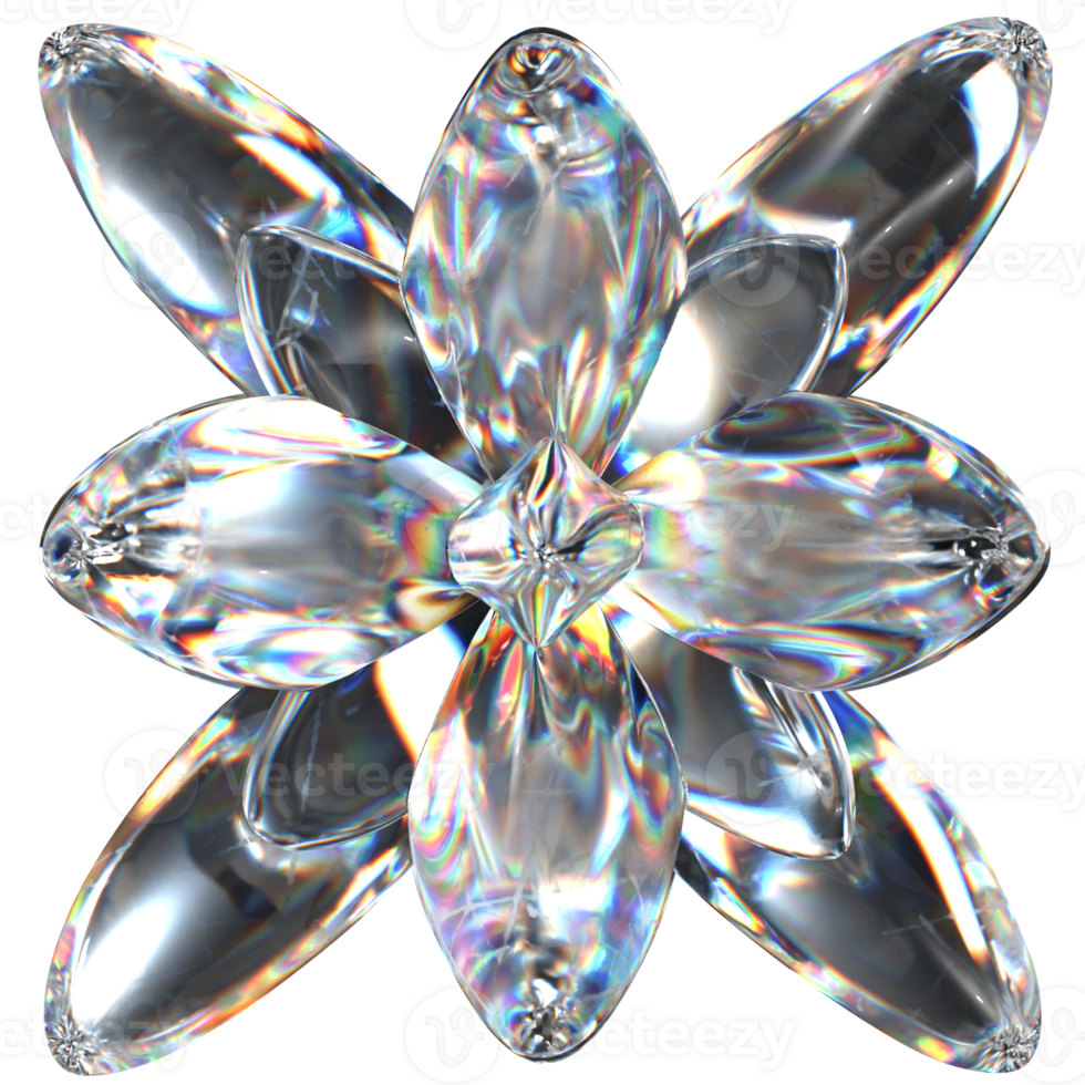 3D icon of a glass flower png