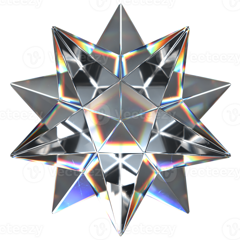 3D icon of a glass stellated dodecahedron png
