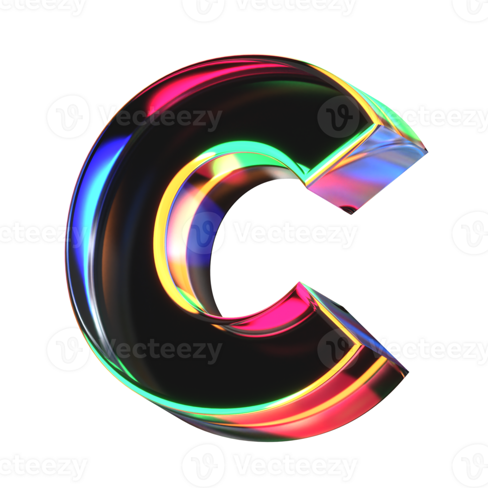 3D icon of a glass character lower case c png