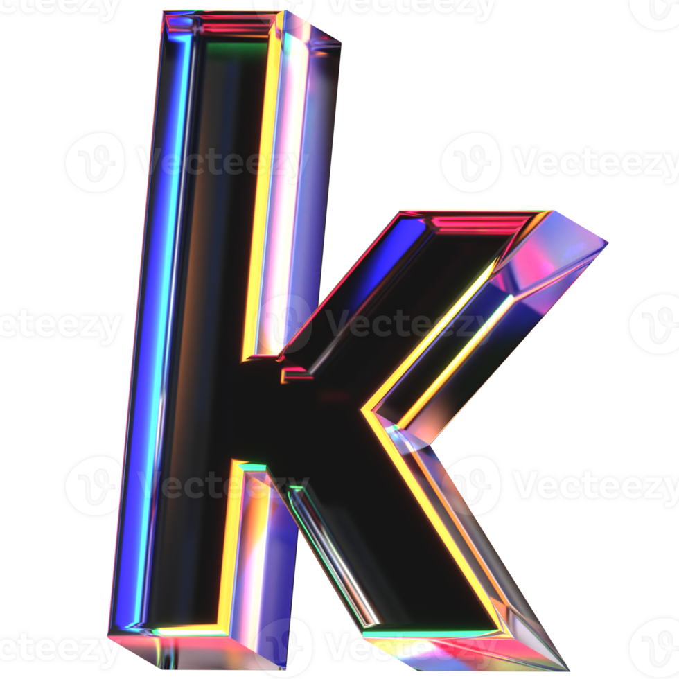 3D icon of a glass character lower case k png