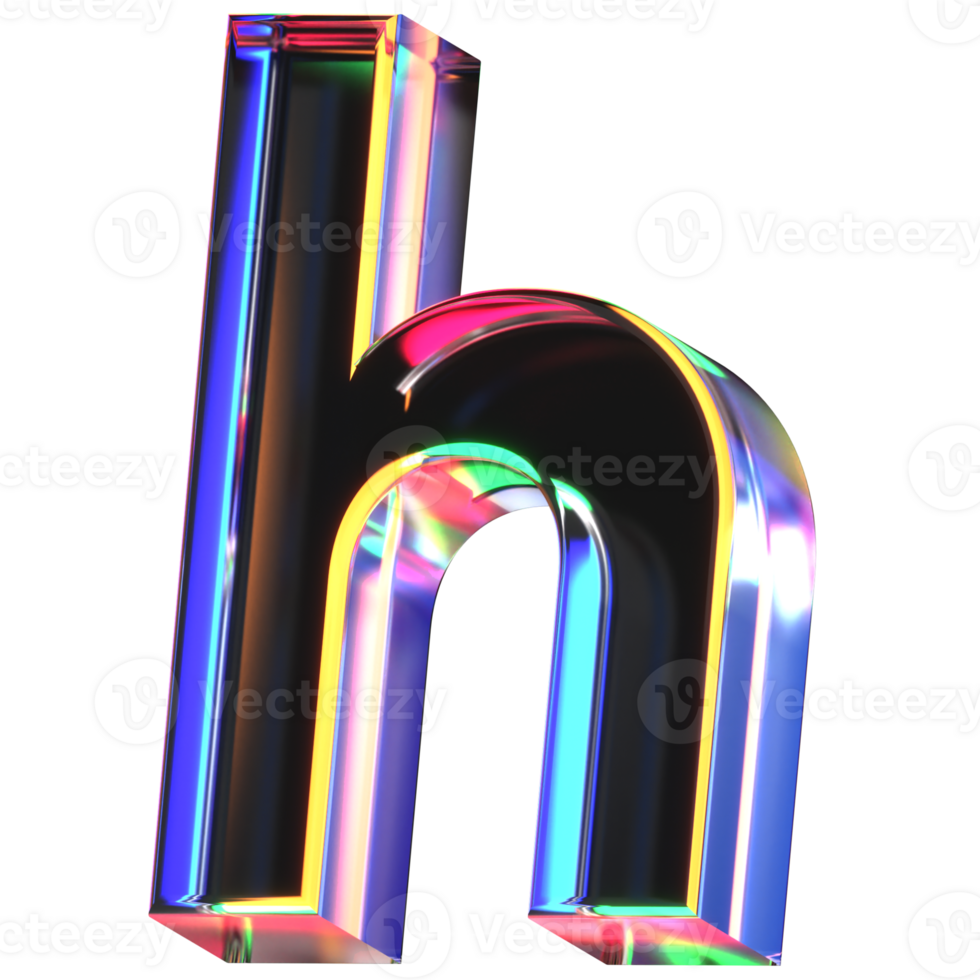 3D icon of a glass character lower case h png