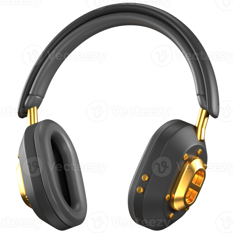 Headphones with gold accents png