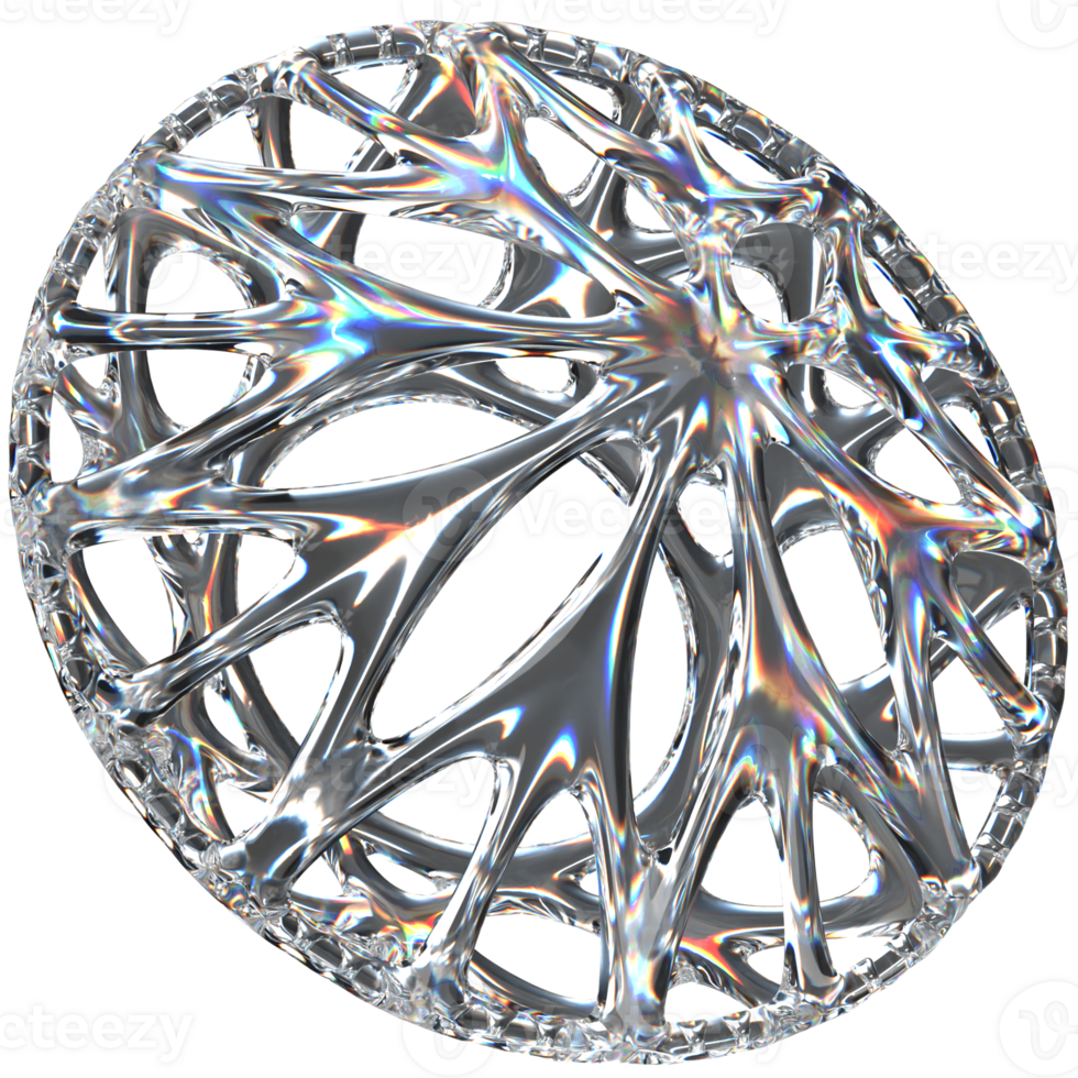 3D icon of a glass abstract web shape png
