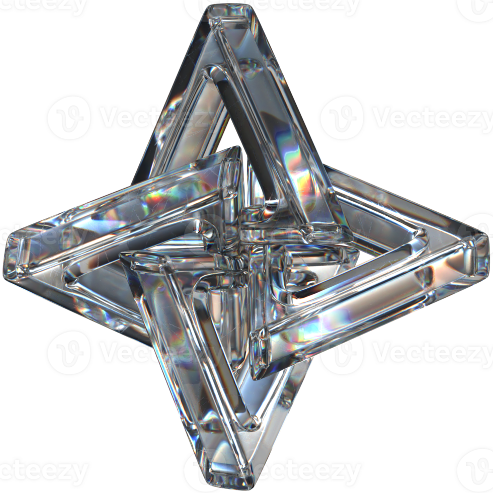 3D icon of a glass intertwined tiangles png
