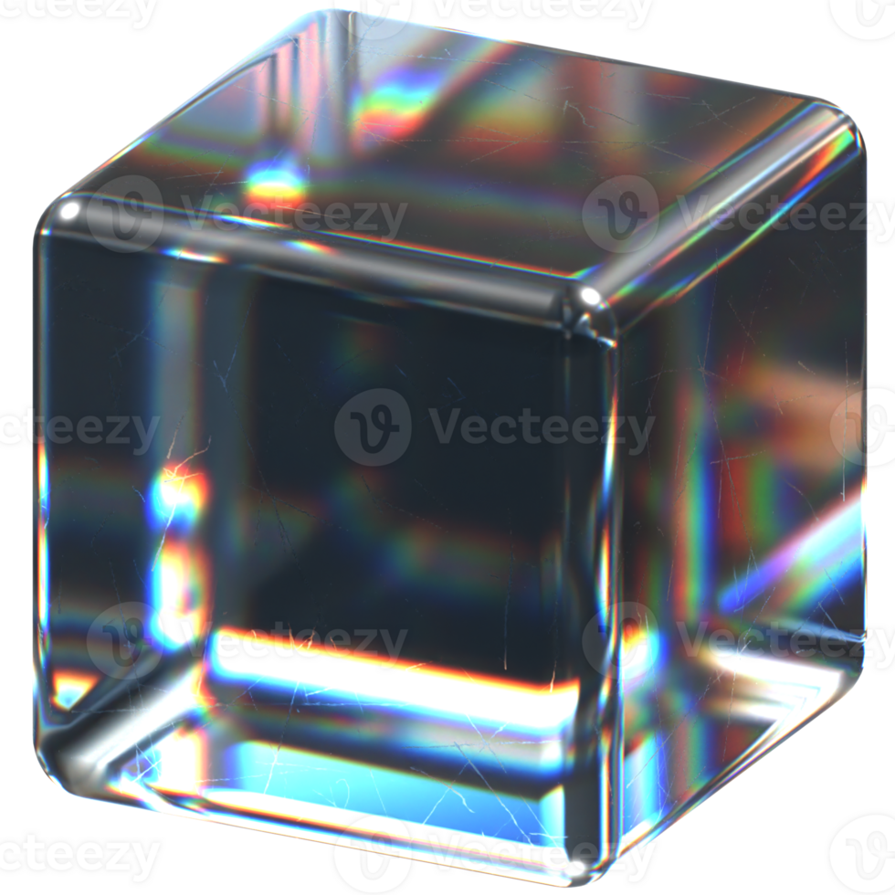 3D icon of a glass simple cube png