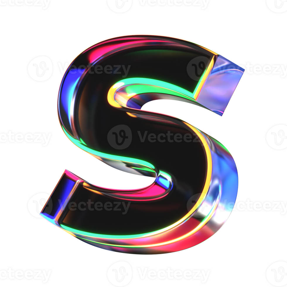3D icon of a glass character lower case s png