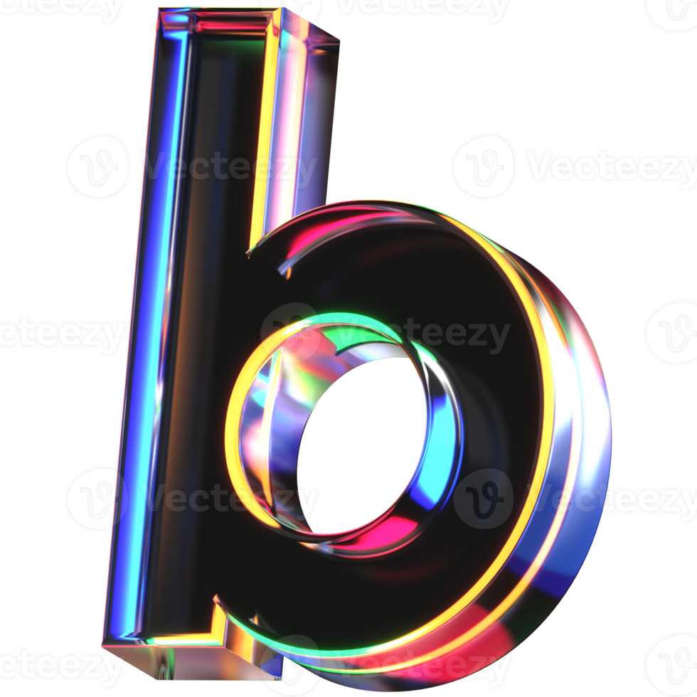 3D icon of a glass character lower case b png