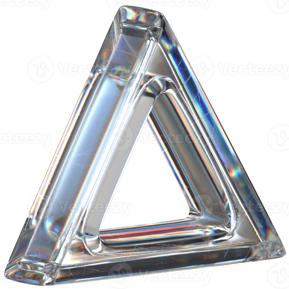 3D icon of a glass triangle with a hole png