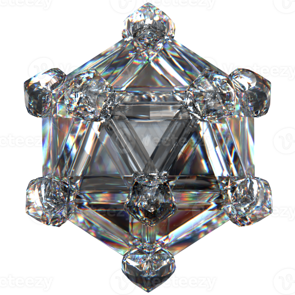 3D icon of a glass hexagonal cube png