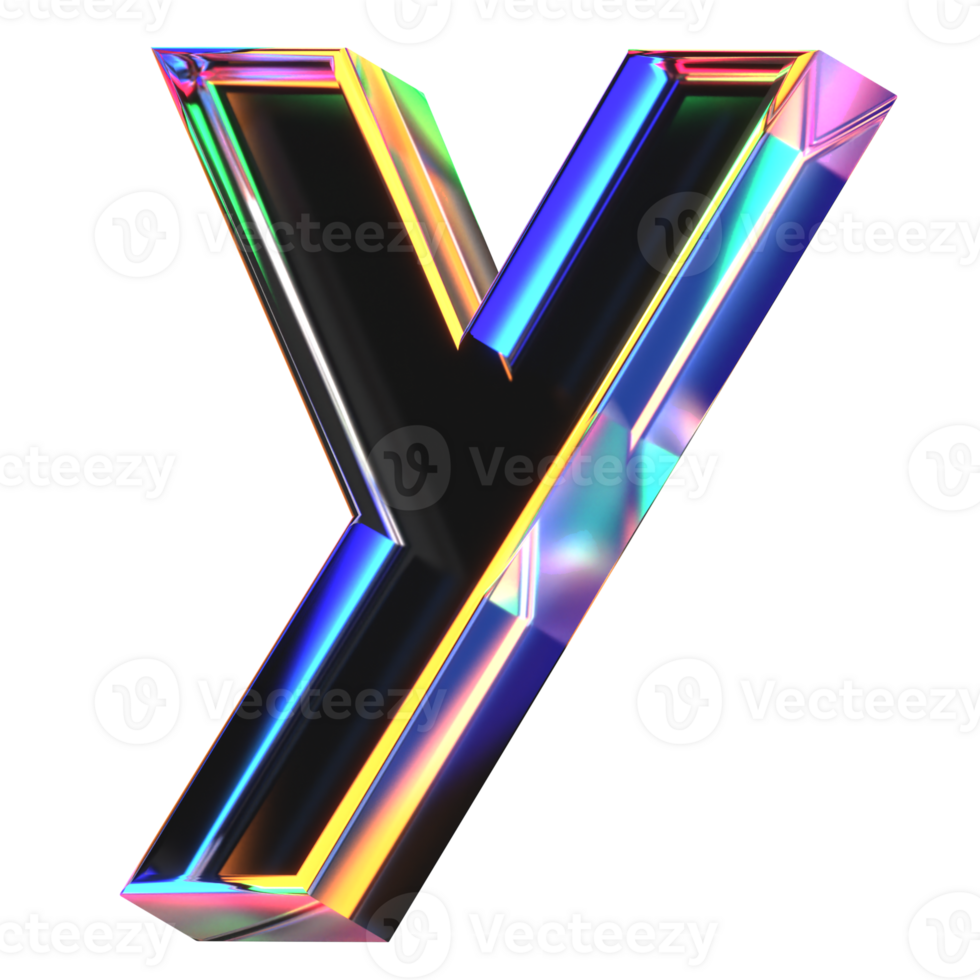 3D icon of a glass character lower case y png