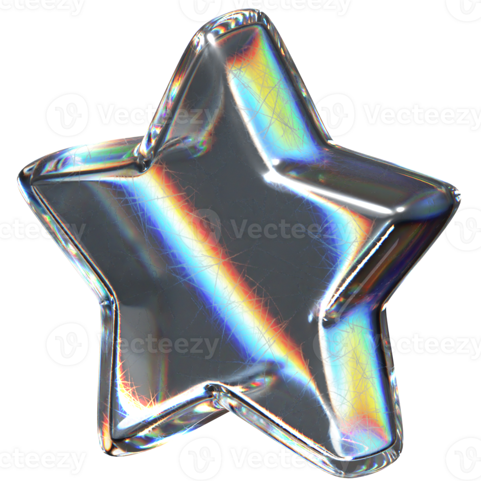 3D icon of a glass rotated star png