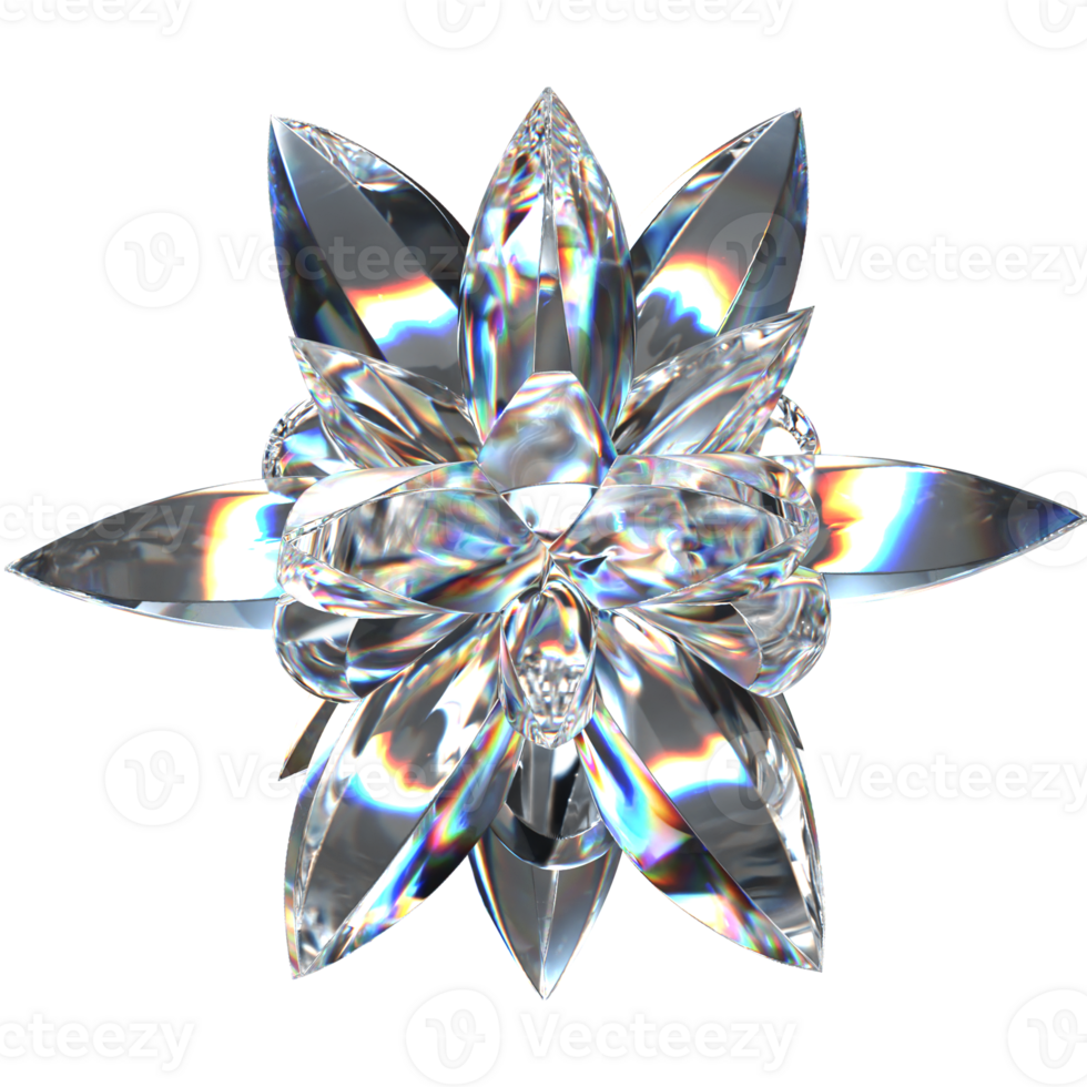 3D icon of a glass abstract sharp flower png