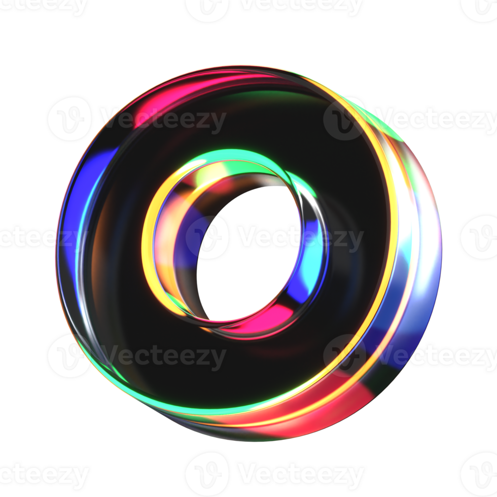 3D icon of a glass character lower case o png