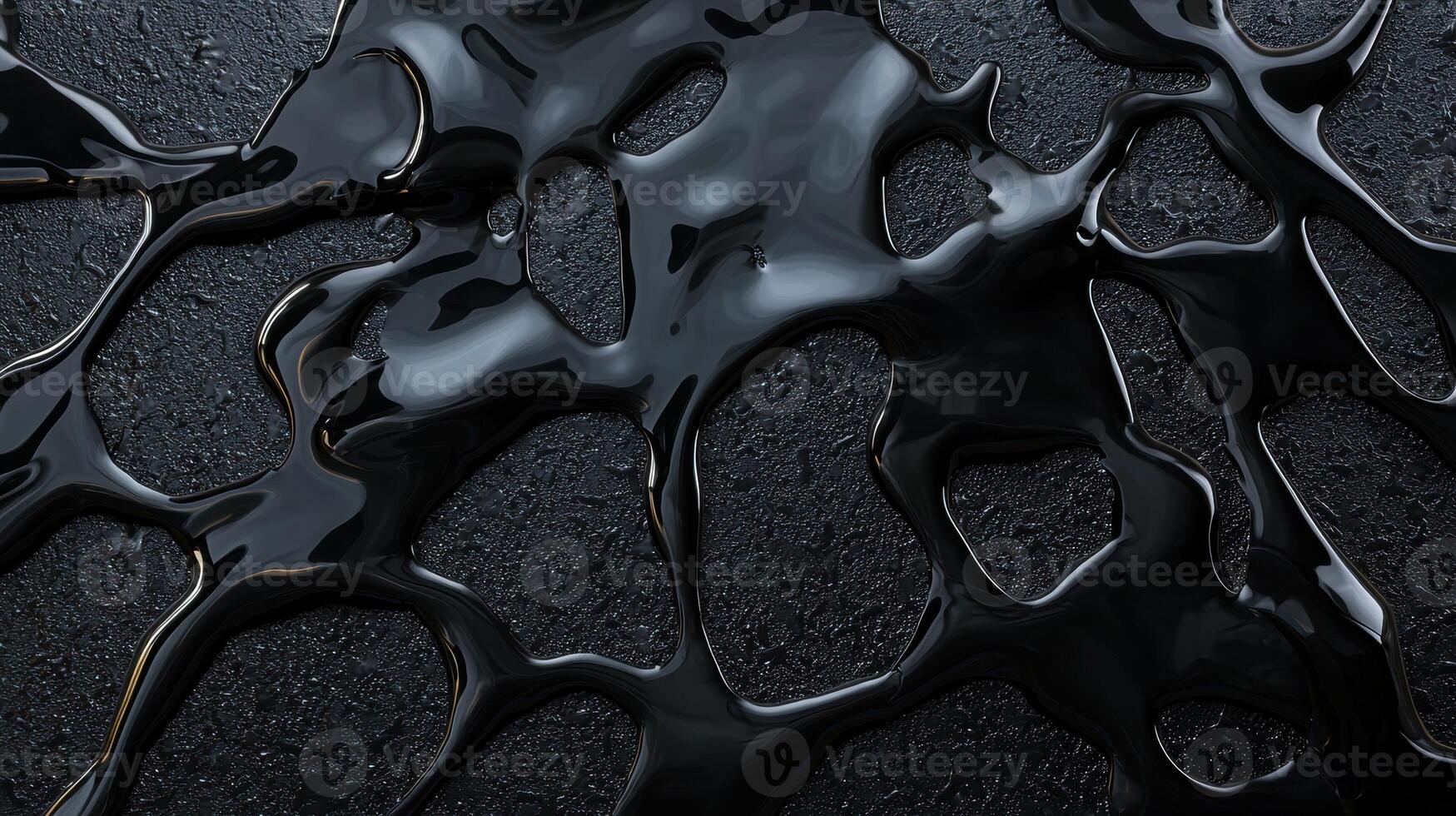 Abstract black liquid on a dark textured surface, creating a modern and artistic background photo