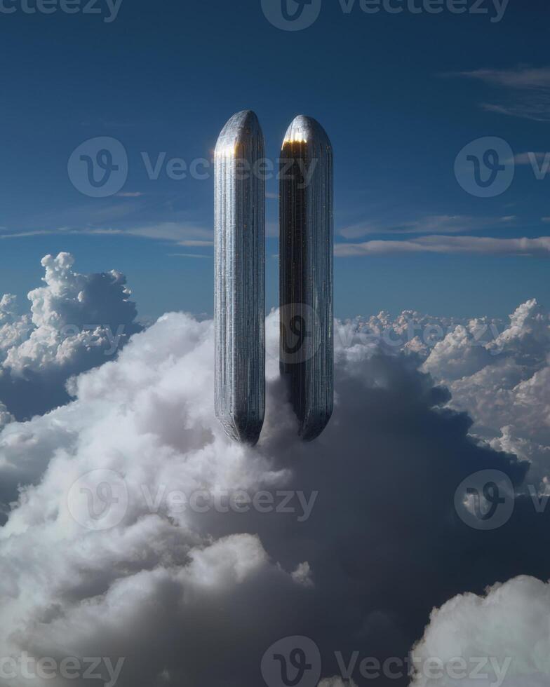 Futuristic architecture rising above the clouds, a conceptual design photo