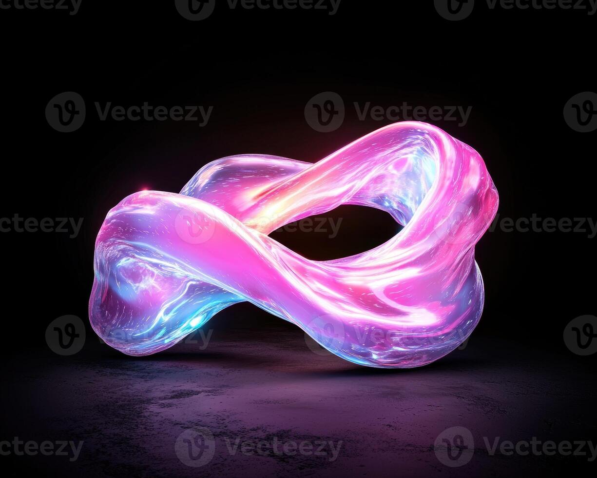 Abstract iridescent torus on a dark background photo