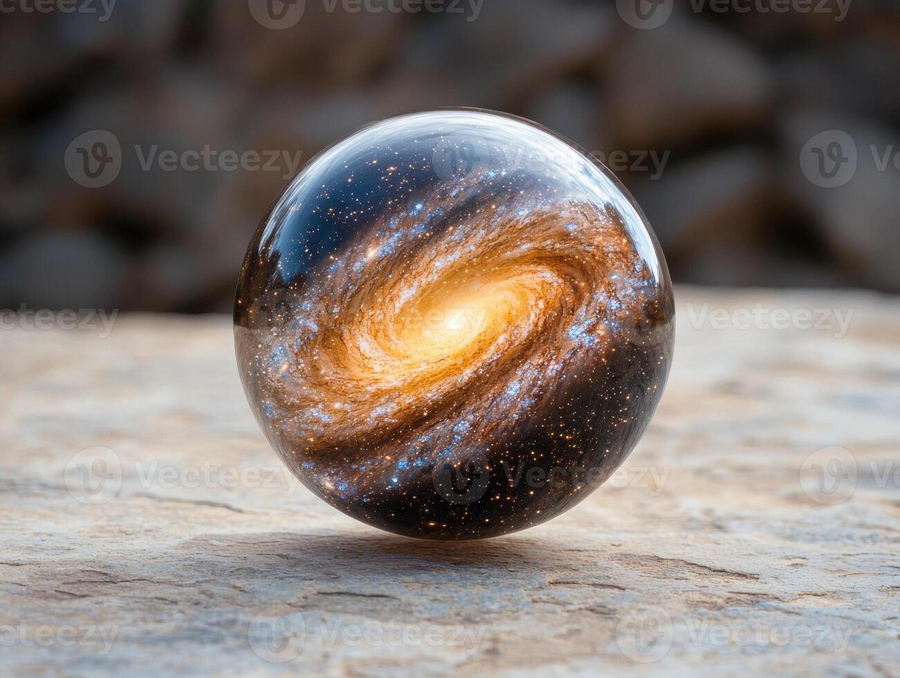A mesmerizing galaxy captured within a crystal ball photo