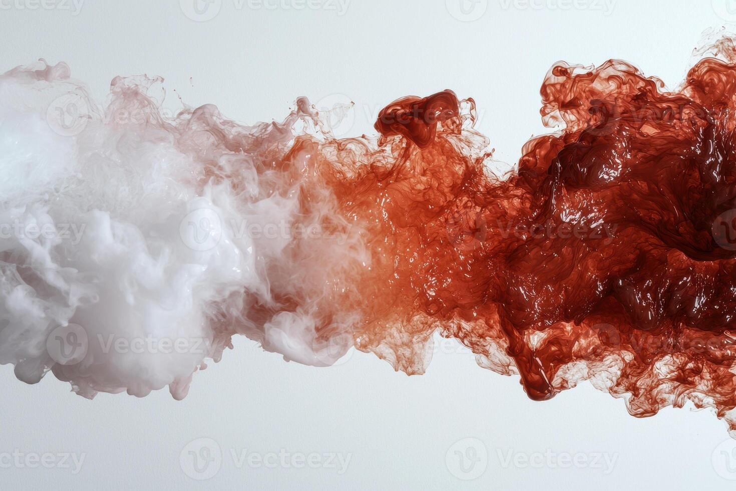 Abstract white and red ink mixing in water photo