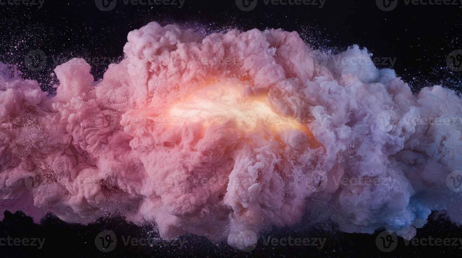 Abstract pink cloud with a bright center on a dark background photo