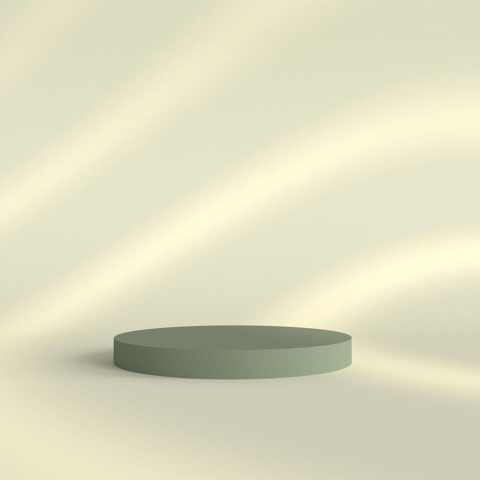 Podium background for product display with greeen podium and cream background photo