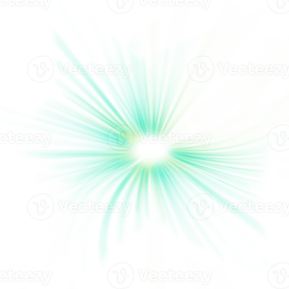 A green and blue flower with a bright light png