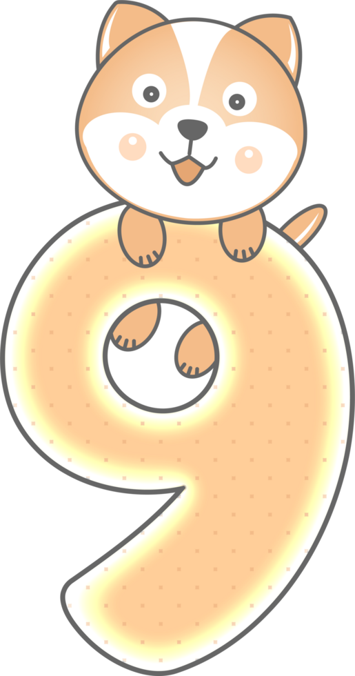 Cute Dog Animal, Number 9 png