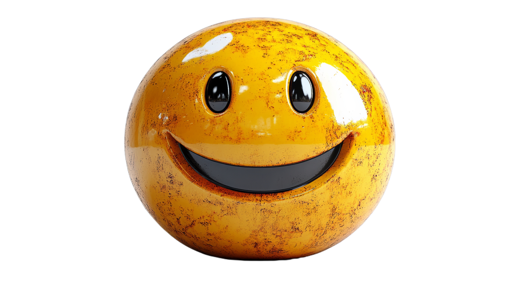 bright yellow smiling emoji with cheerful expression, radiating joy and positivity. Its glossy surface reflects light, enhancing its playful appearance png