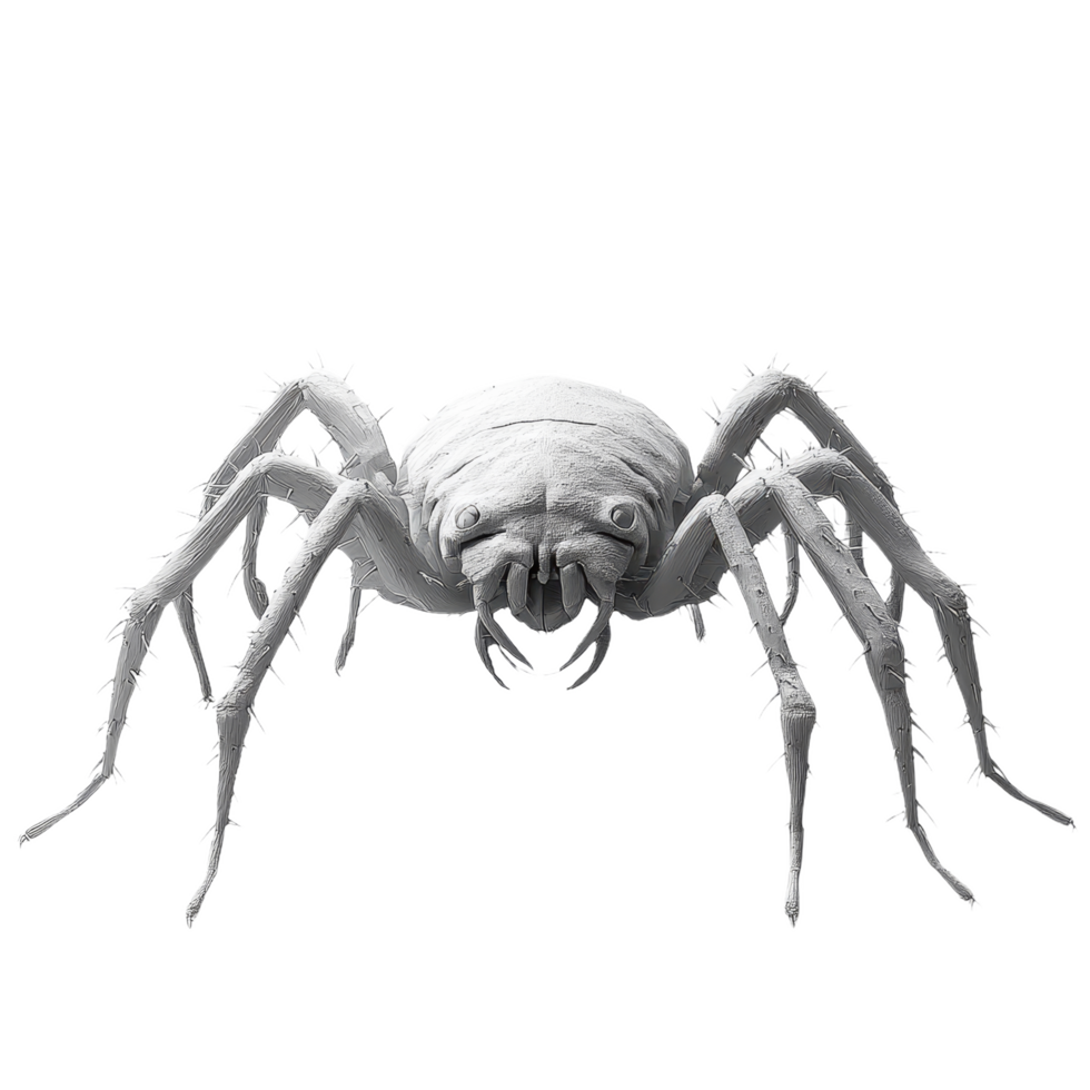 detailed 3D microscopic view of dust mite showcasing its intricate features and unique structure. This highlights fascinating world of microscopic organisms png