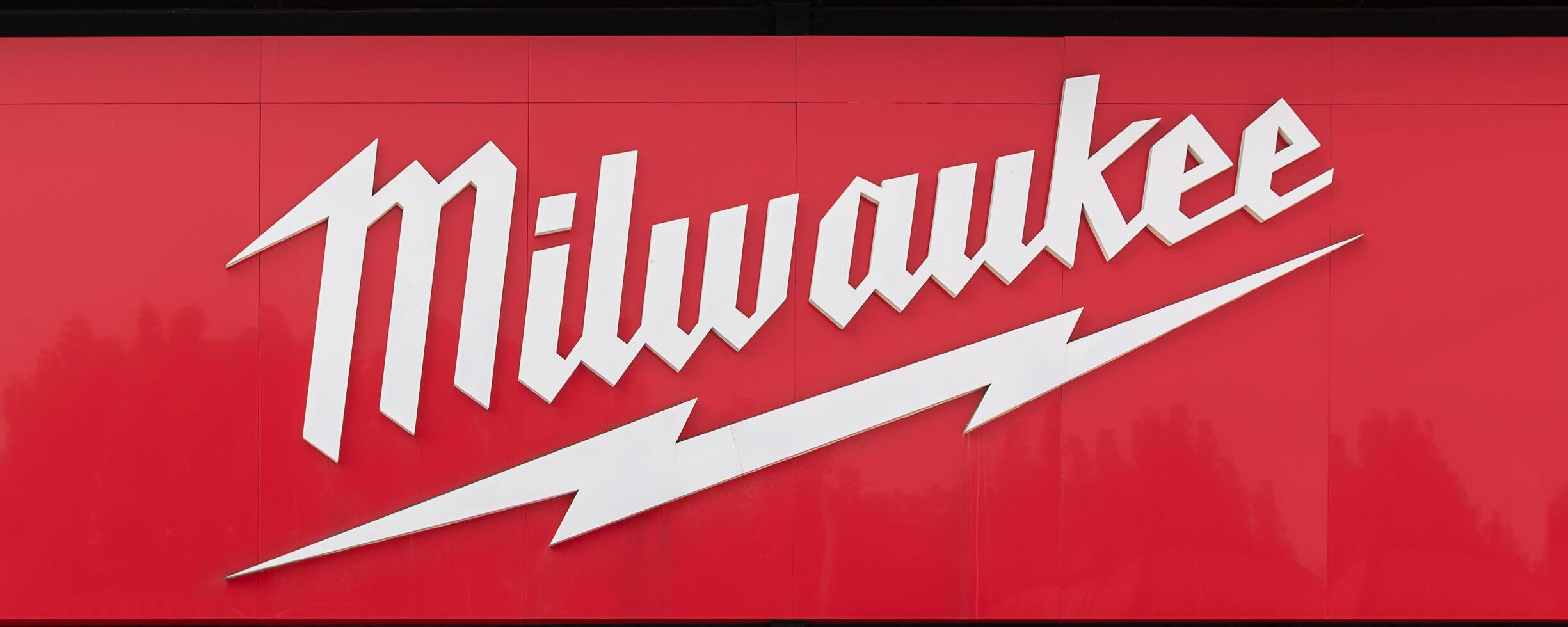 Nonthaburi Thailand 3 February 2025 Light box billboard with logo Milwaukee Brand photo