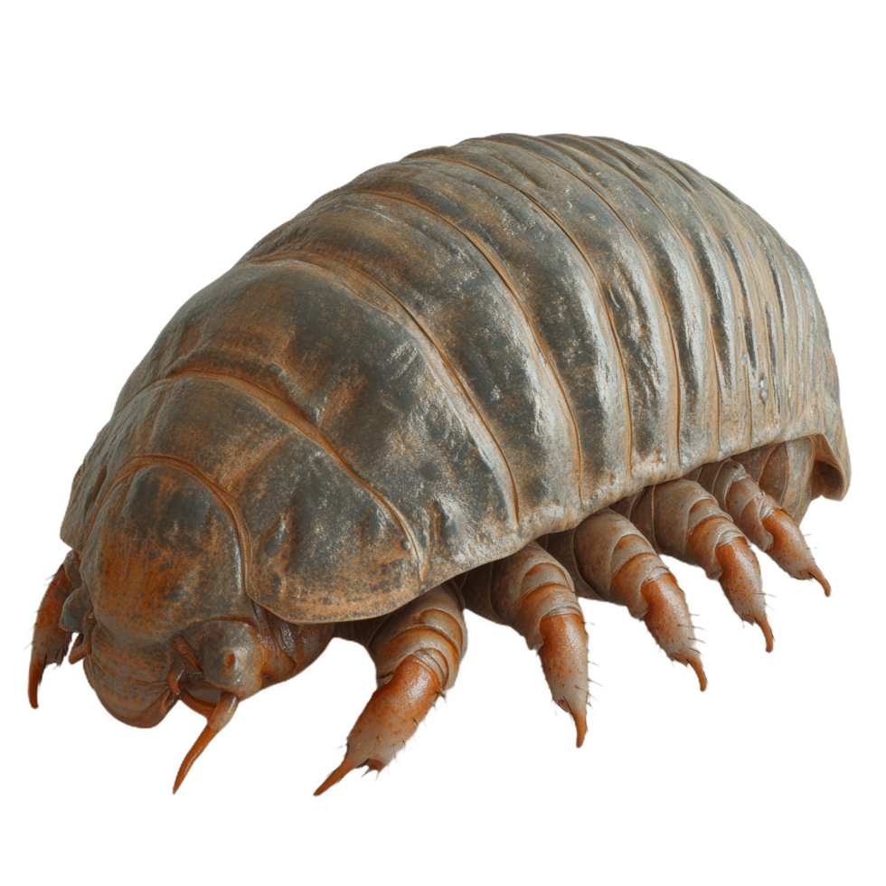 photorealistic 3D woodlouse curled into ball, showcasing its segmented body and detailed texture. This unique creature is often found in damp environments, adding to its intriguing nature png