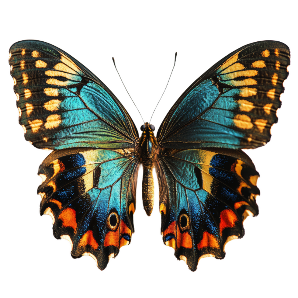 tropical butterfly with dazzling wing patterns showcases vibrant colors and intricate designs, symbolizing beauty and nature artistry png