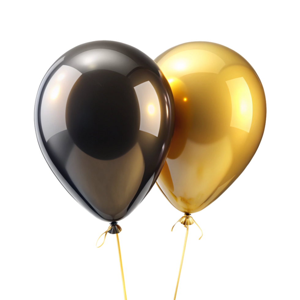 3d black and red two balloons is isolated on transparent background png