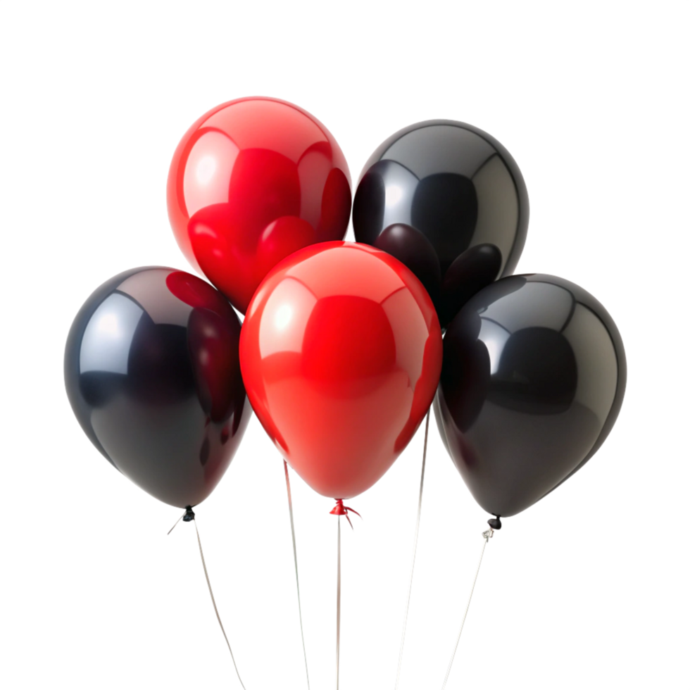 black and red balloons is isolated on transparent background png