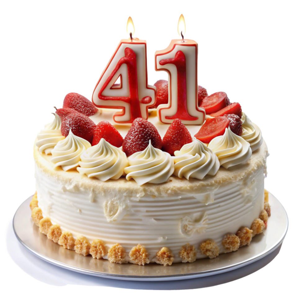 birthday celebration cake written forty one on cake is isolated on transparent background png