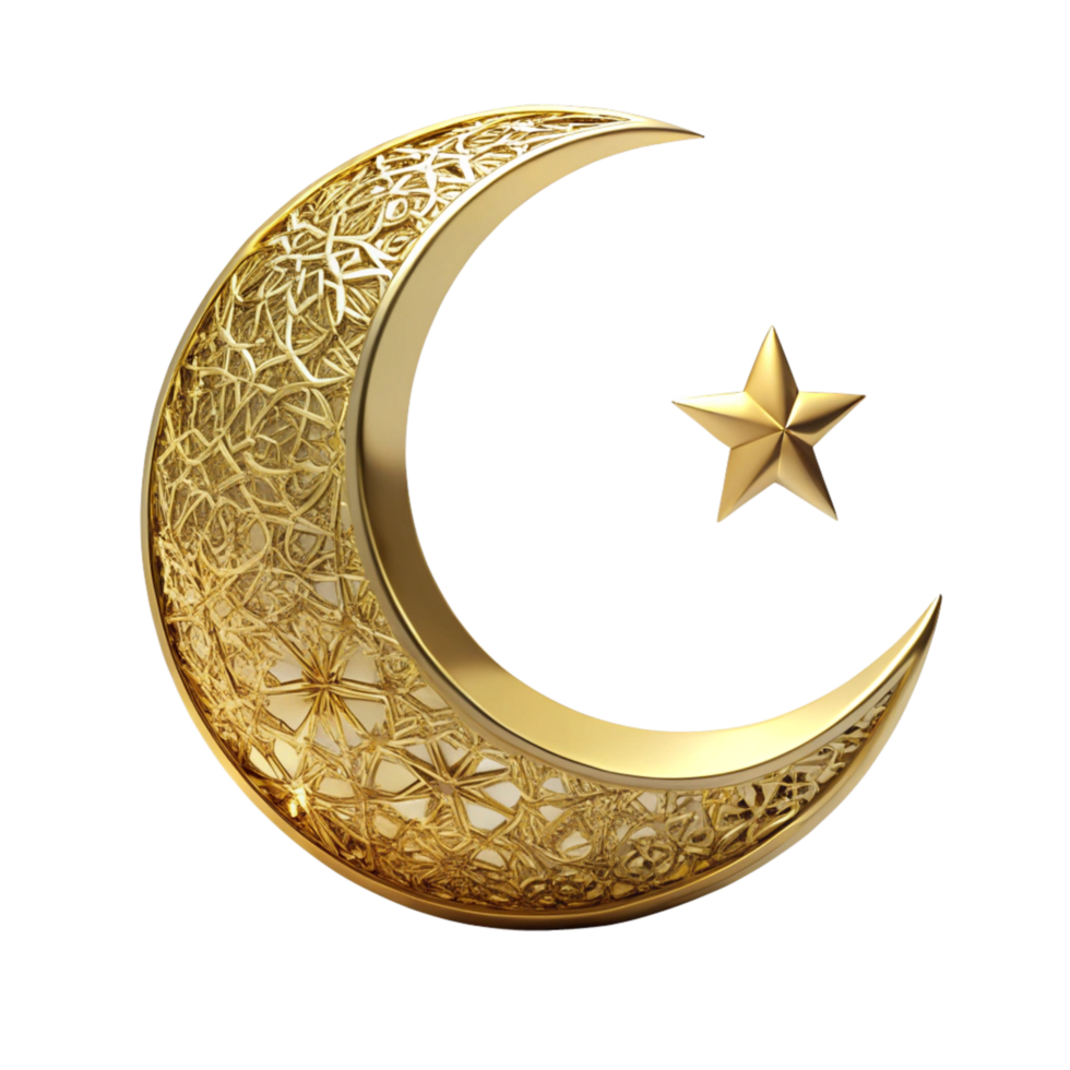 ramazan moon with star is isolated on transparent background png