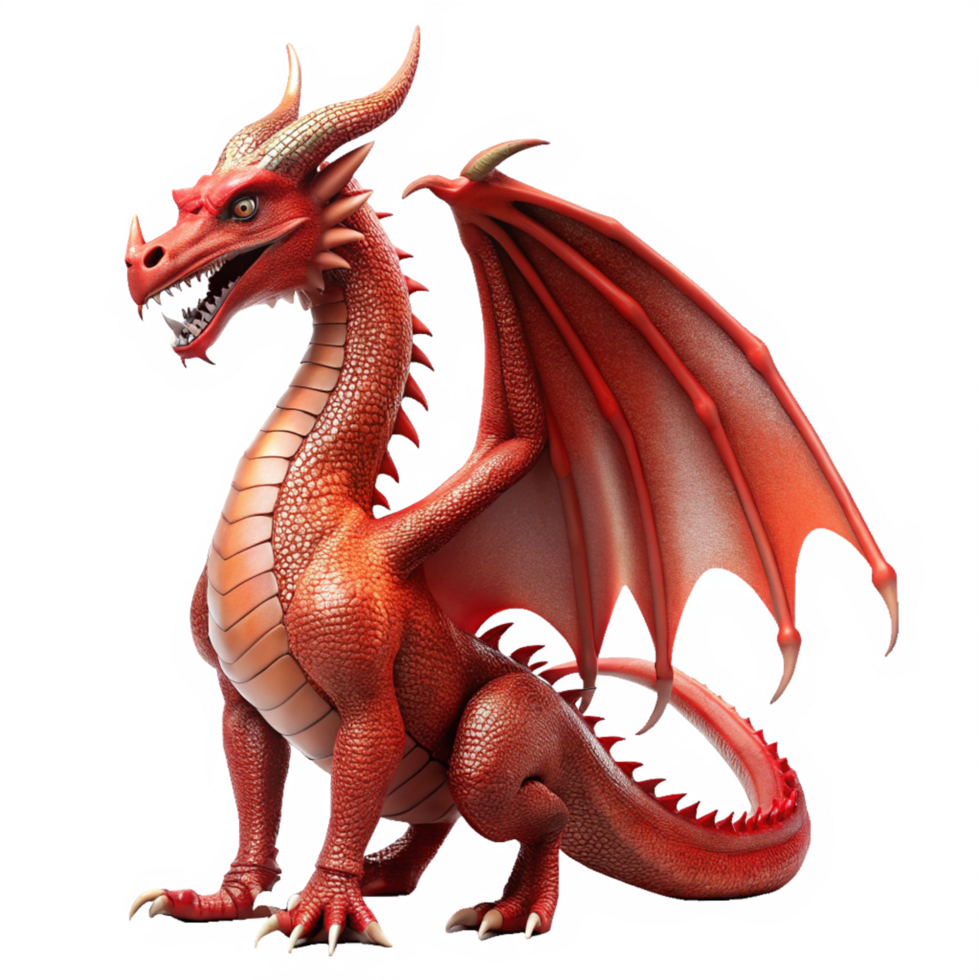red 3d dragon is isolated on transparent background png