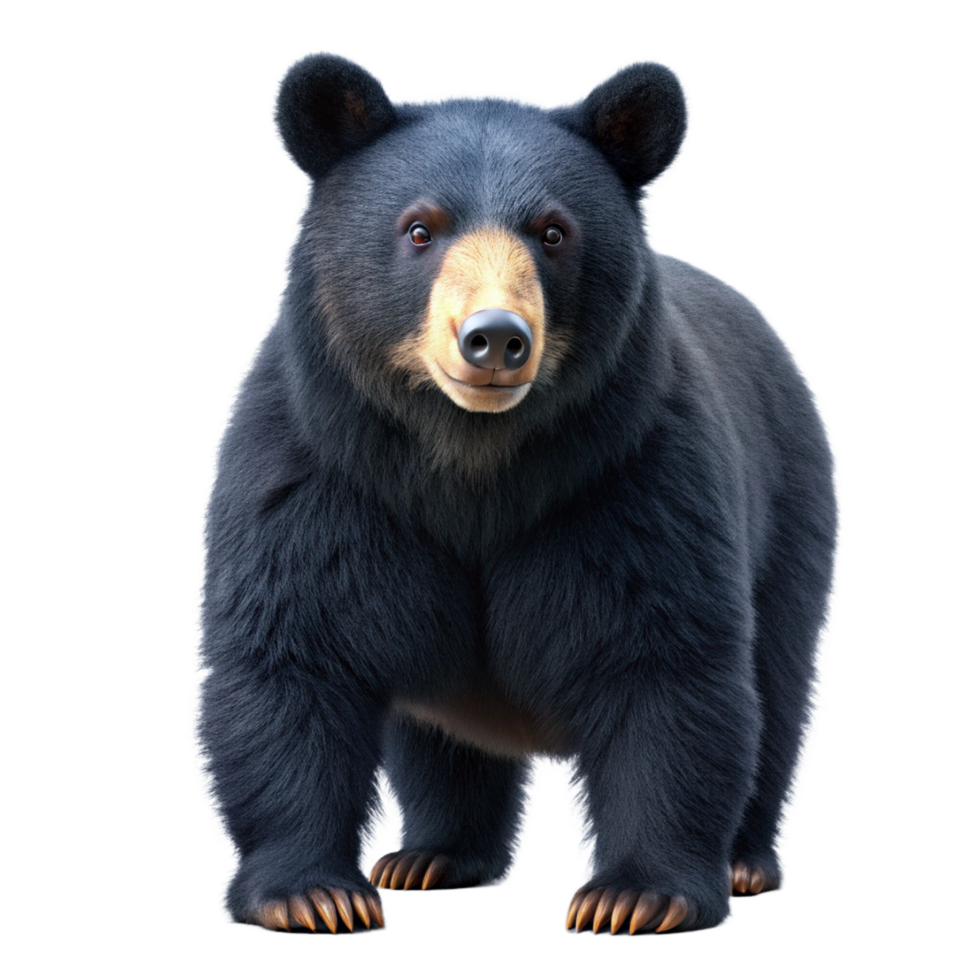 3d black bear toy is isolated on transparent background png