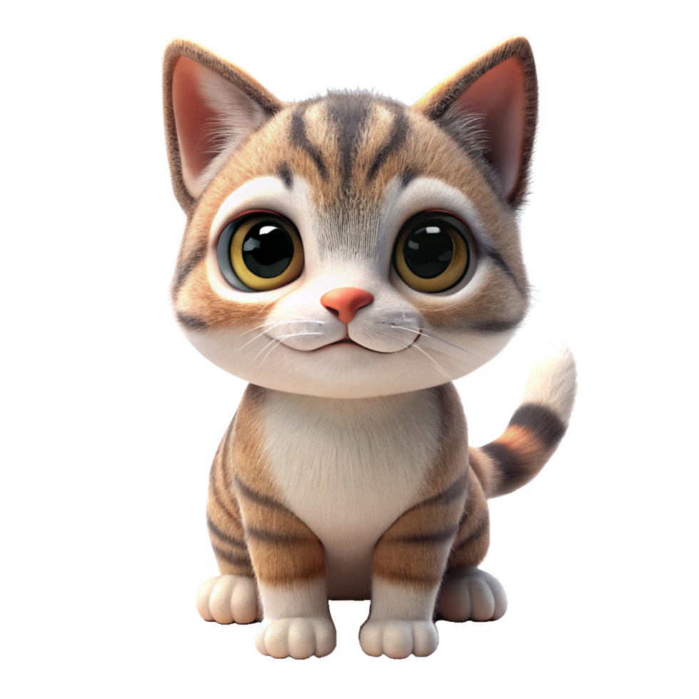 cute 3d cat standing is isolated on transparent background png