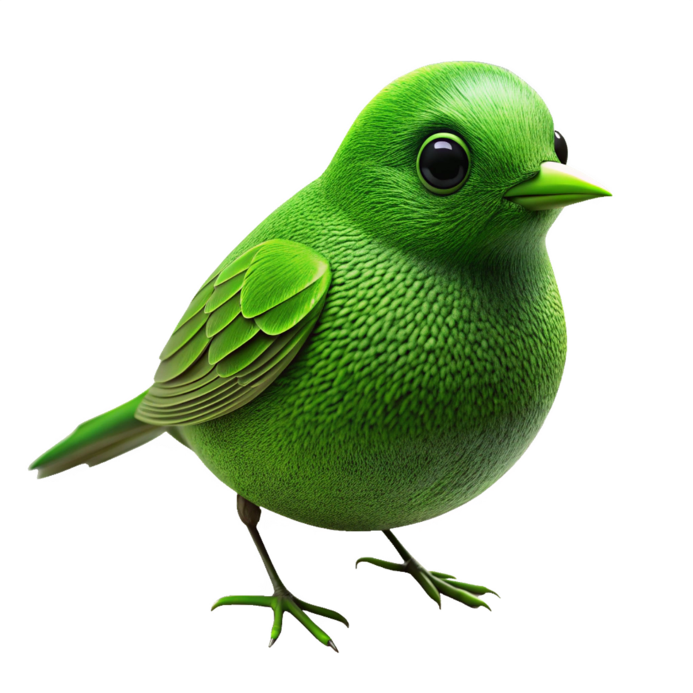 3d green bird is isolated on transparent background png
